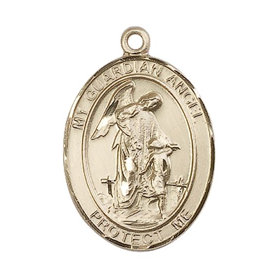14KT GOLD GUARDIAN ANGEL MEDAL - 1" x 3/4"
